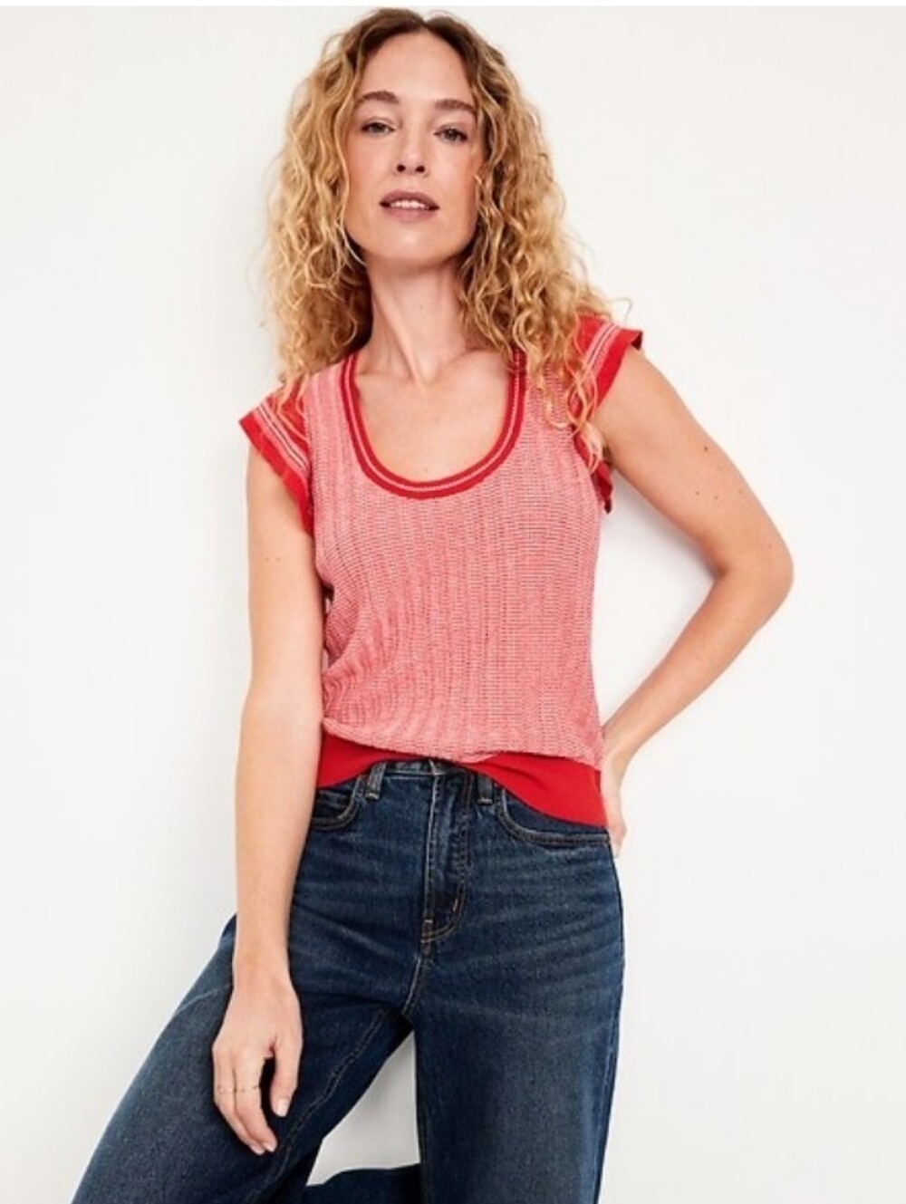 Old Navy Xxl Flutter-Sleeve Sweater Tank Vest Coral Brand New - Picture 16 of 16